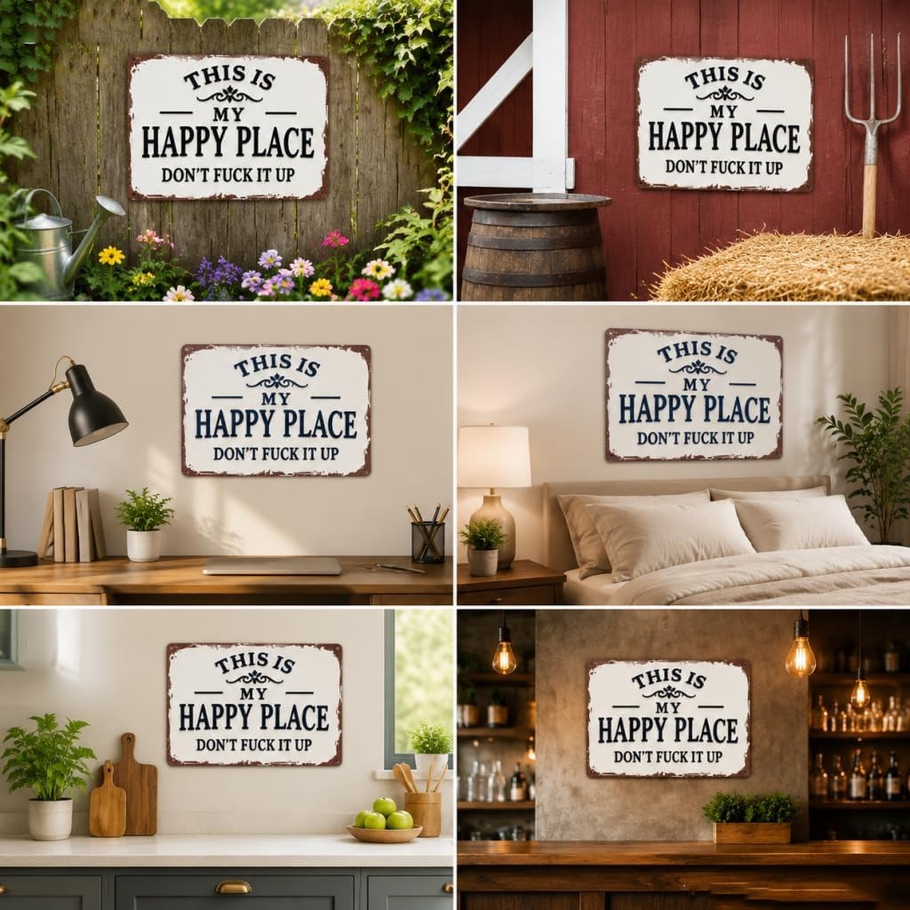 Funny Garden Metal Sign -"This Is My Happy Place Don't F*ck It Up