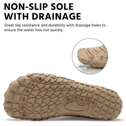 Hiking Barefoot Shoes,Wide-Toe Shoes Zero-drop Comfortable Slip-Resistant Barefoot Water Shoes, Women's Athletic Hiking Shoes(Khaki)