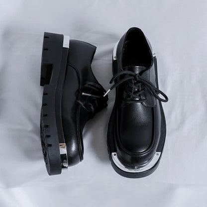 Mens Dress Formal Platform Round Toe Lace Up Casual Work Shoes Fashion Business