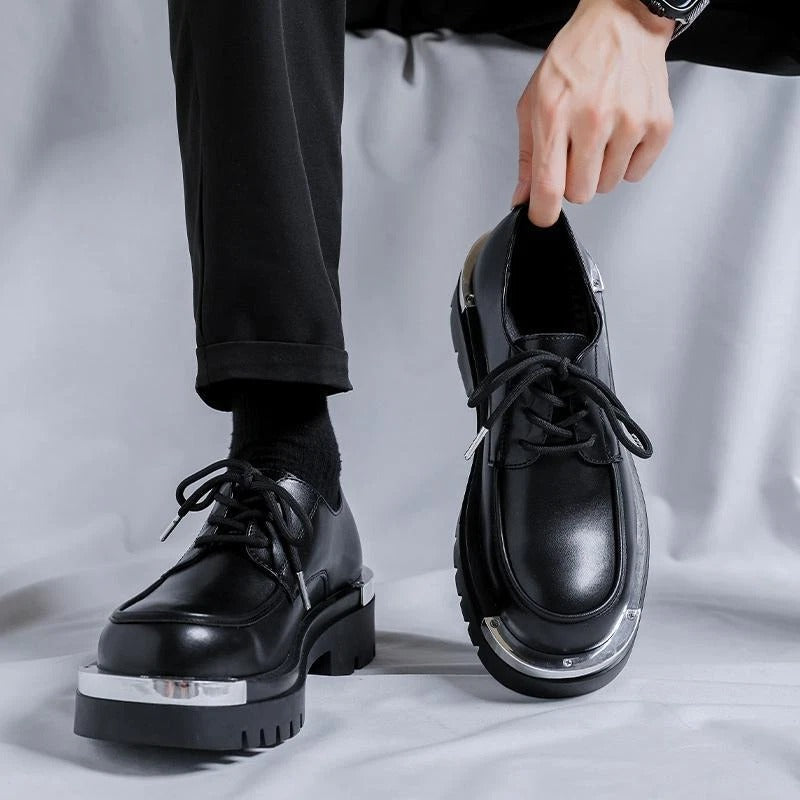Mens Dress Formal Platform Round Toe Lace Up Casual Work Shoes Fashion Business