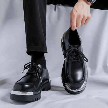 Mens Dress Formal Platform Round Toe Lace Up Casual Work Shoes Fashion Business