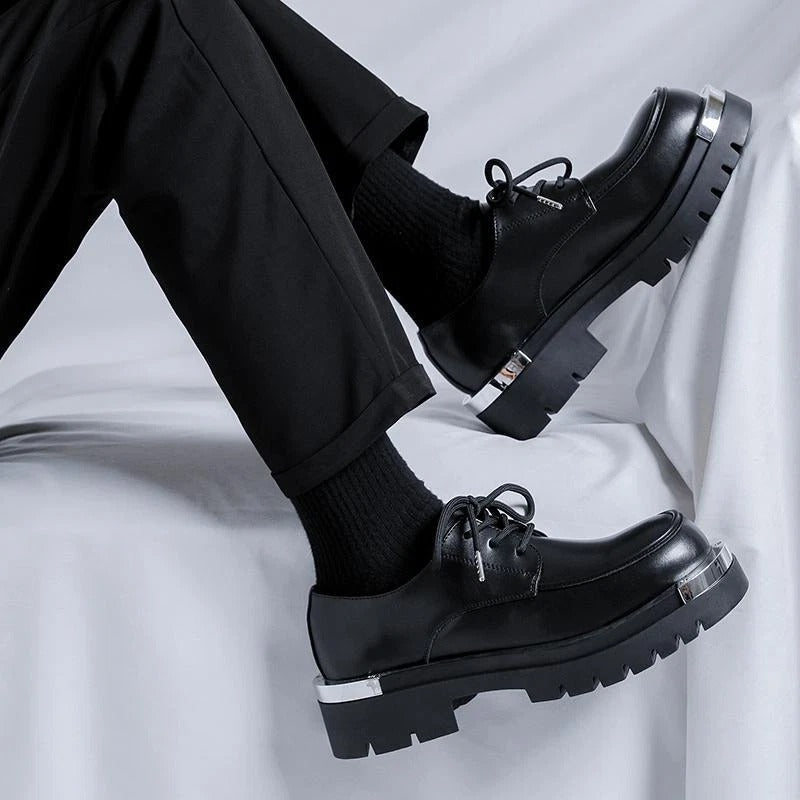 Mens Dress Formal Platform Round Toe Lace Up Casual Work Shoes Fashion Business