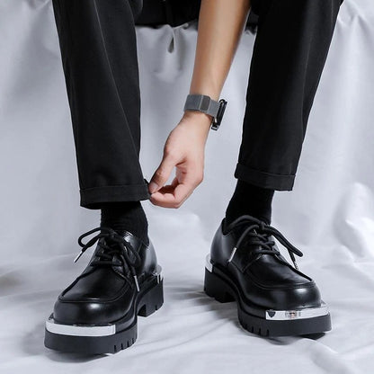 Mens Dress Formal Platform Round Toe Lace Up Casual Work Shoes Fashion Business