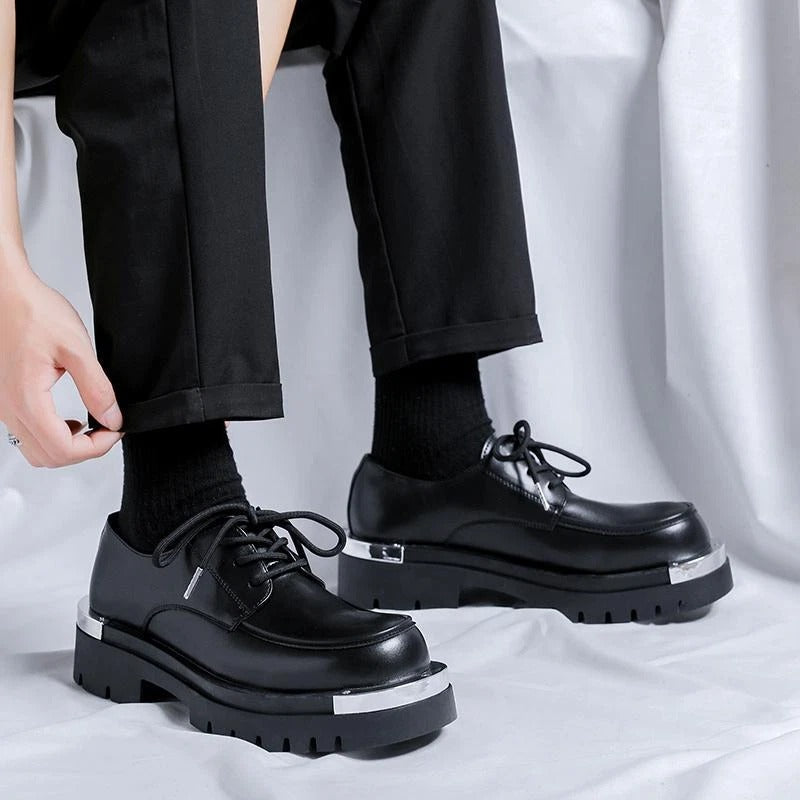 Mens Dress Formal Platform Round Toe Lace Up Casual Work Shoes Fashion Business