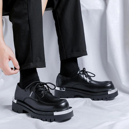 Mens Dress Formal Platform Round Toe Lace Up Casual Work Shoes Fashion Business